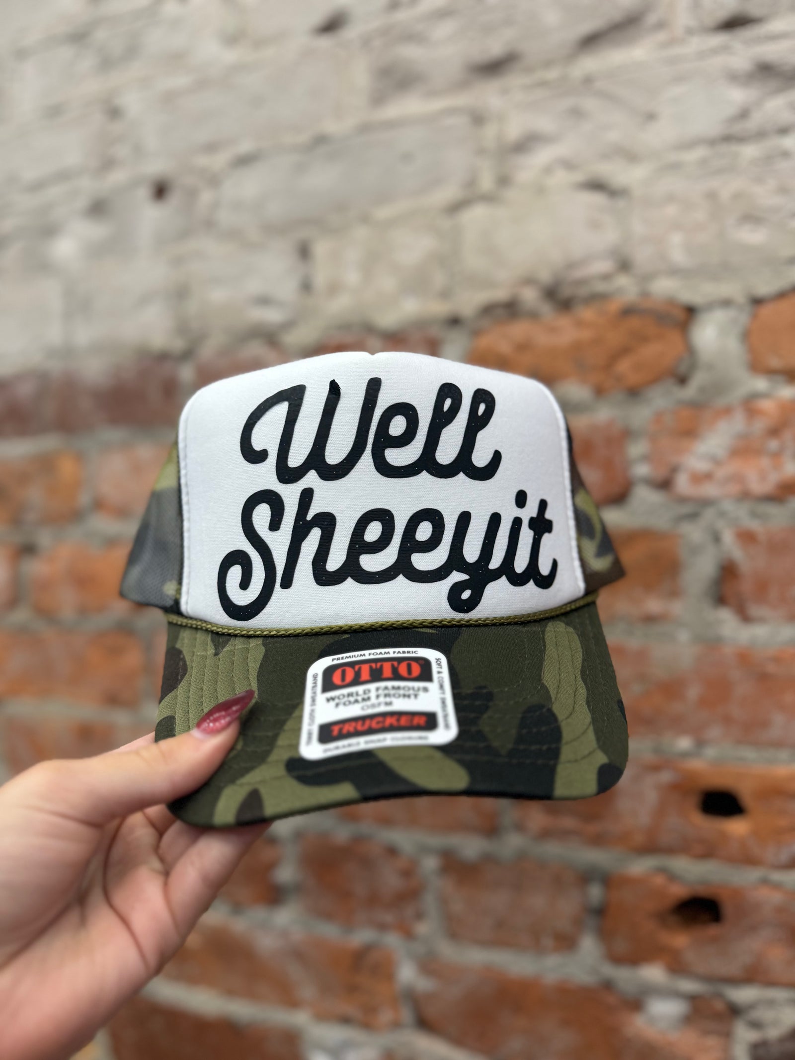 Well Sheeyit Camo Trucker Hat