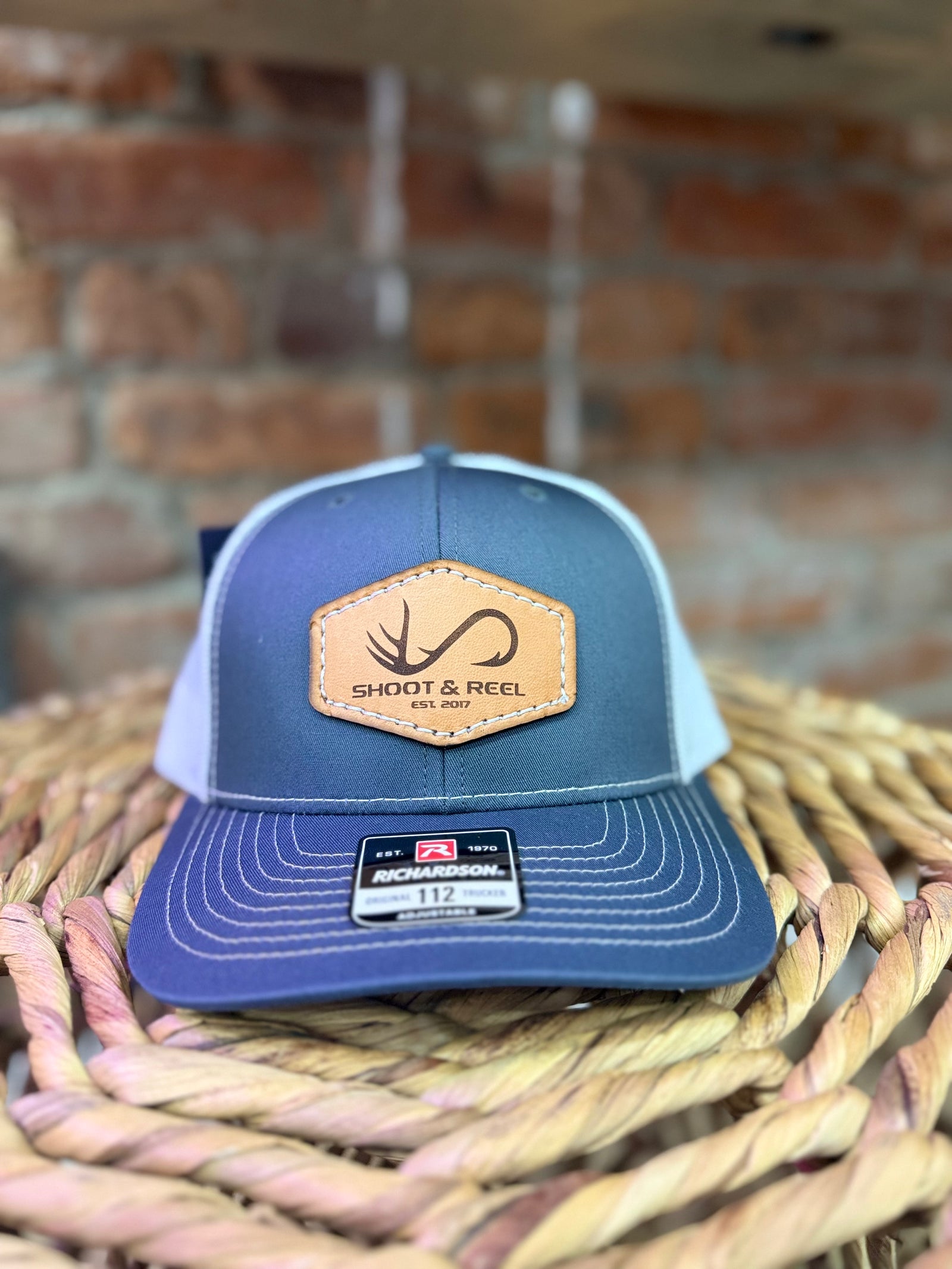 Shoot & Reel Leather Hex Logo Men's Hat