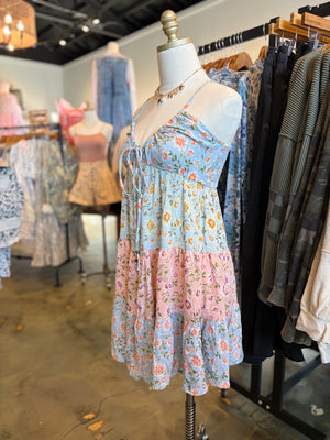 Landri Patchwork Spaghetti Strap Dress