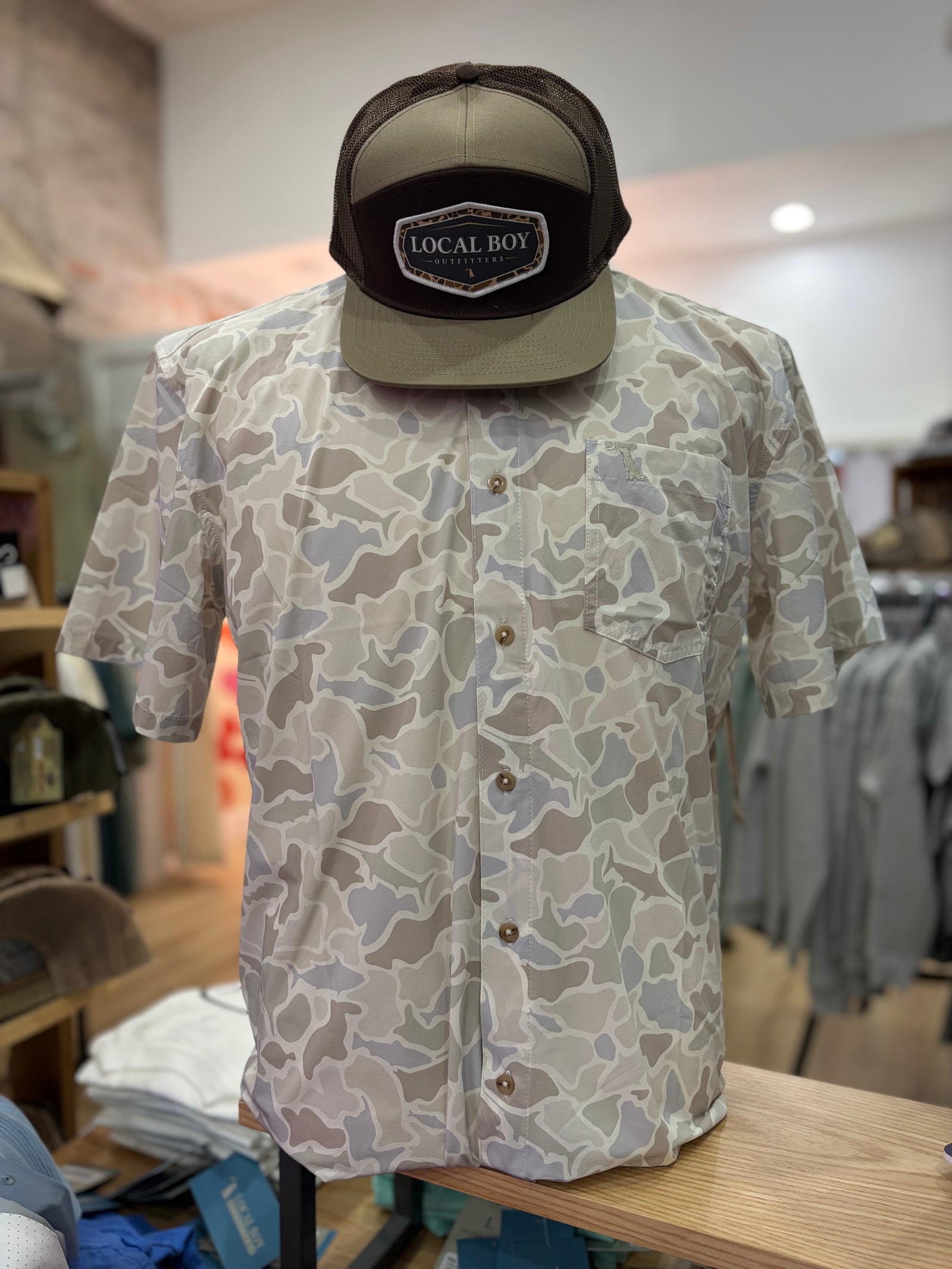 Local Boy Outfitters Low Country Button Up Shirt - Saltwater Camo