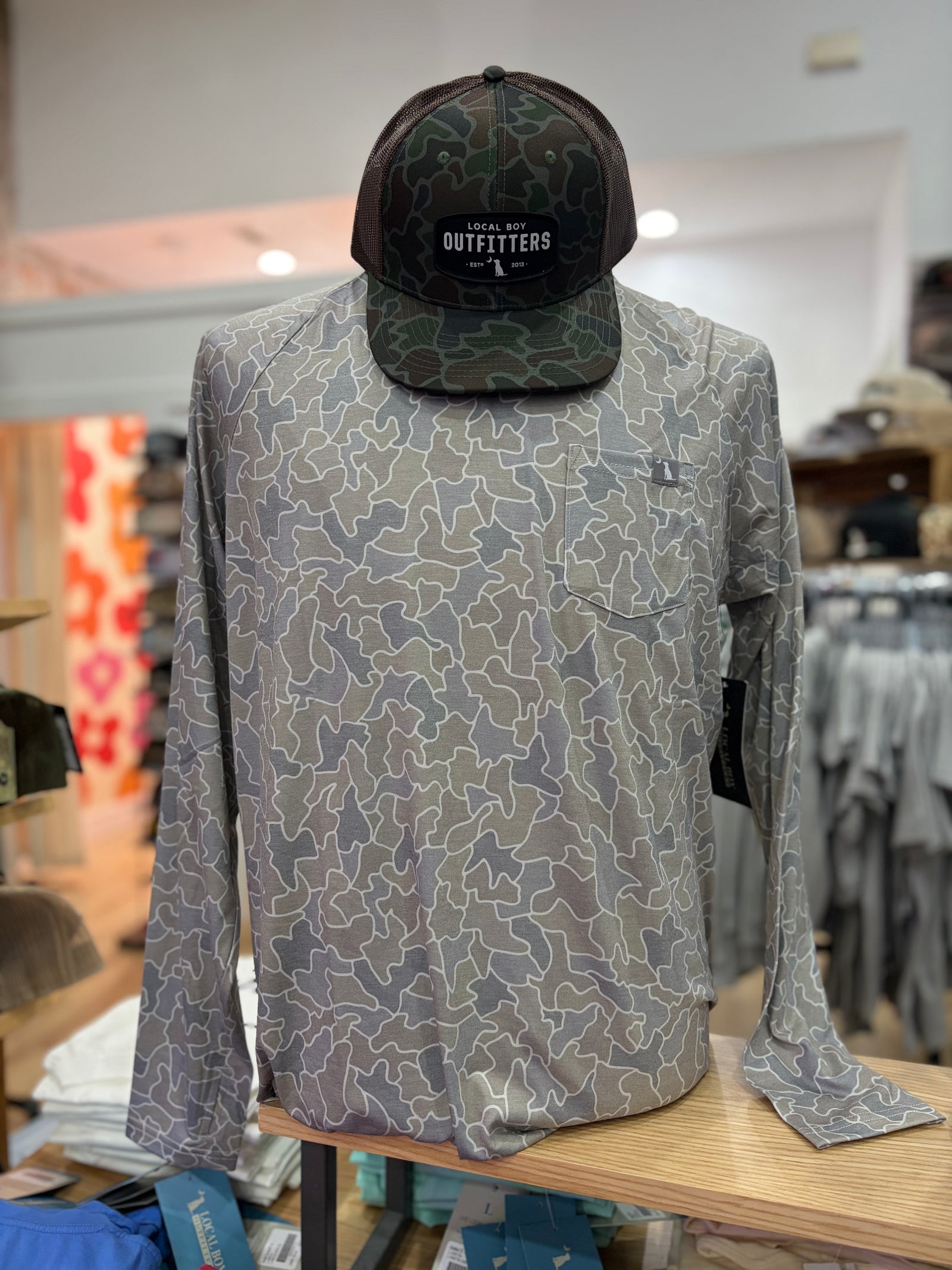 Local Boy Heather Blend Crew - Fish Camo