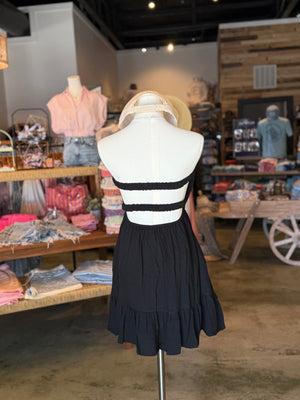 Tatum Strapless Open Back Ruffle Dress - Black