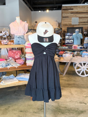 Tatum Strapless Open Back Ruffle Dress - Black