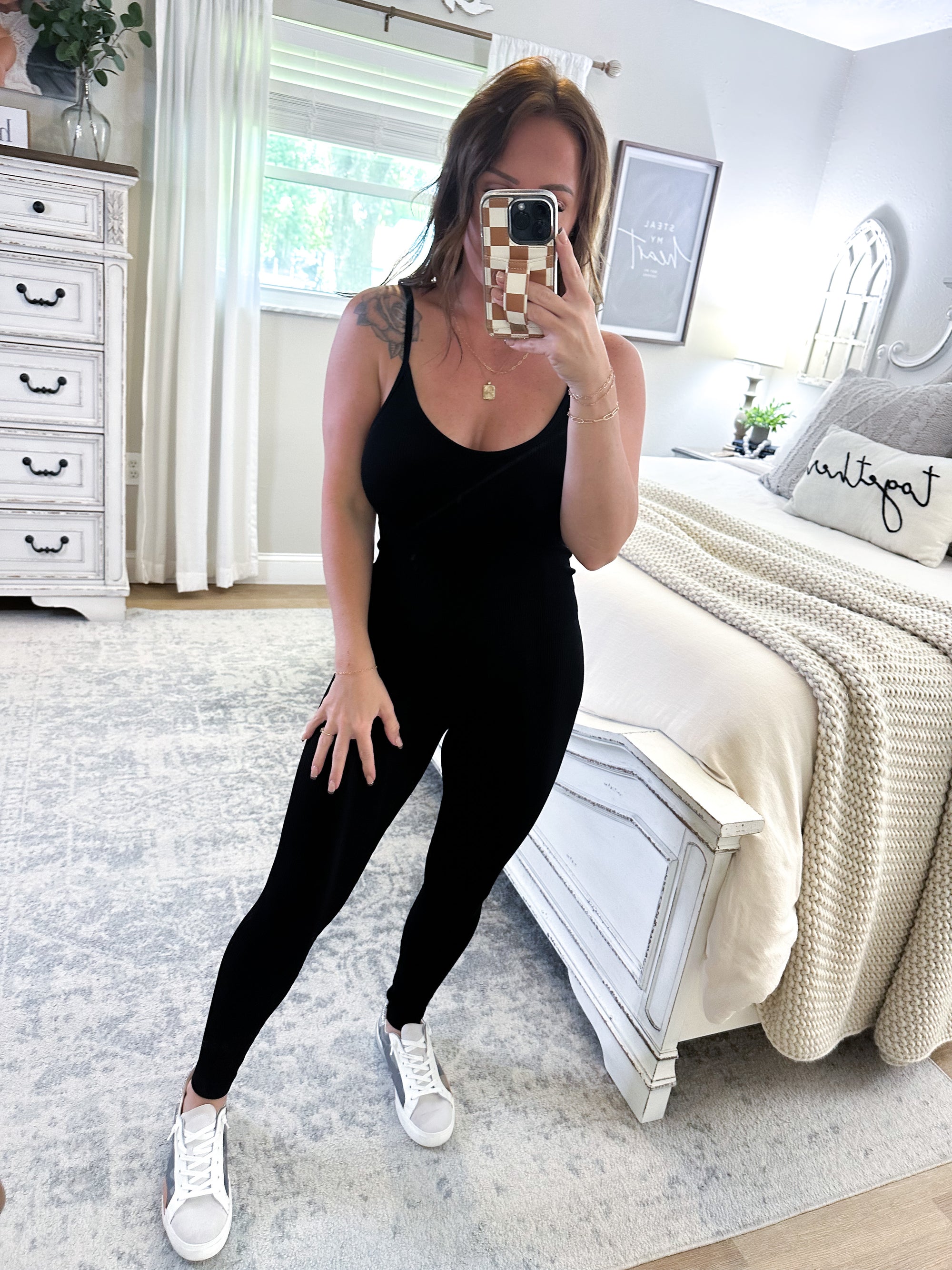 Making Moves Ribbed Active Jumpsuit - Black