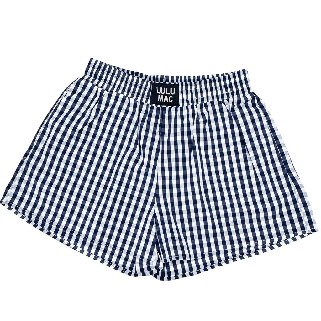 LuluMac Gingham Boxer Shorts - Navy