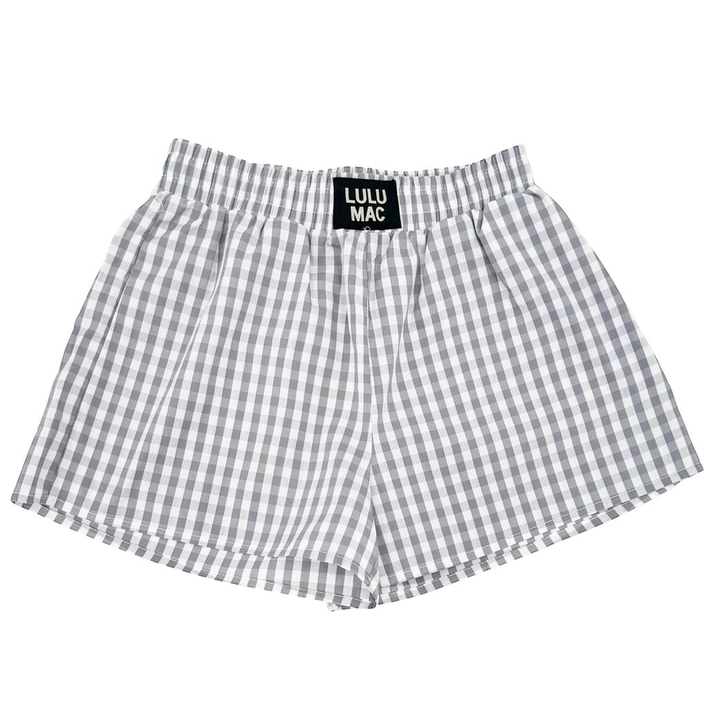 LuluMac Gingham Boxer Shorts - Grey