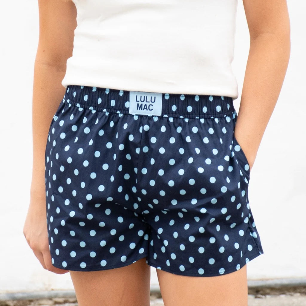 LuluMac Polka Dot Boxer Shorts - Navy/Light Blue