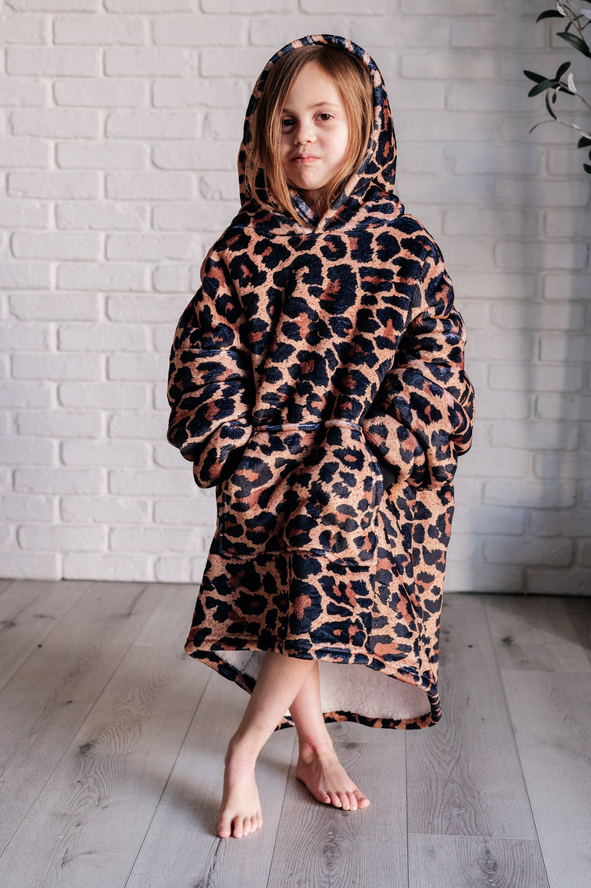 Kids Oversized Hoodie Blanket in Leopard - Tennessee Jane