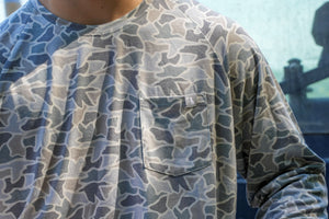 Local Boy Long Sleeve Heather Blend Crew - Sand Duck Camo