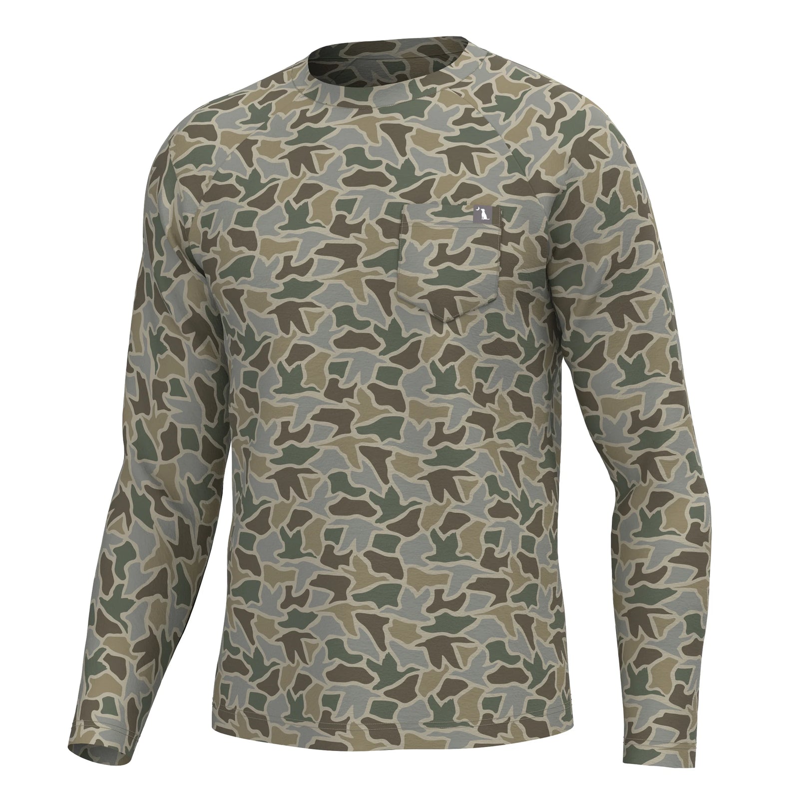 Local Boy Long Sleeve Heather Blend Crew - Sand Duck Camo