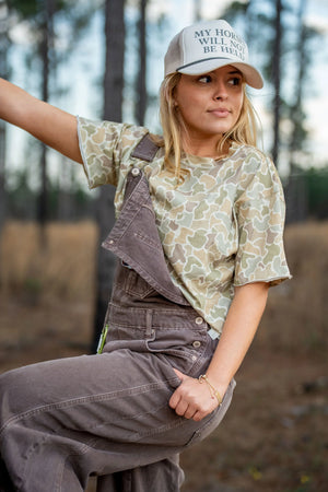 Local Girl Boxy Crop Tee - Forest Desert Camo