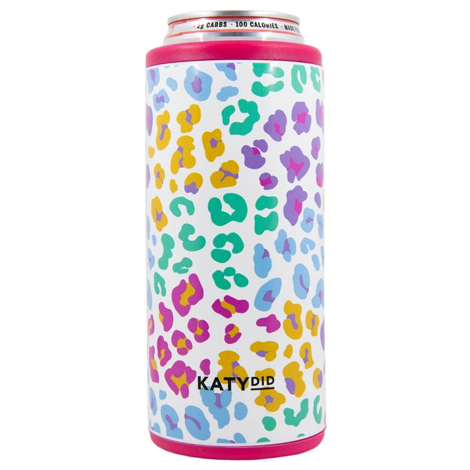 Pastel Leopard Checkered Can Insulator