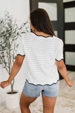 Pinkies Up Knit Top in White