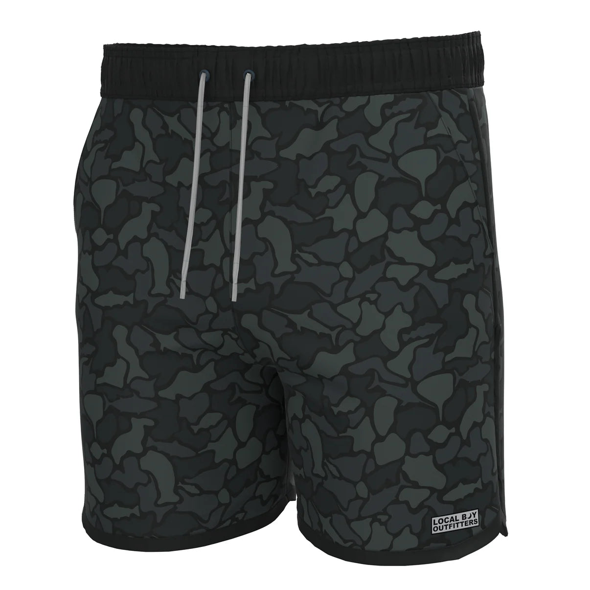 Local Boy Wando Swim Trunks -Black Saltwater Camo