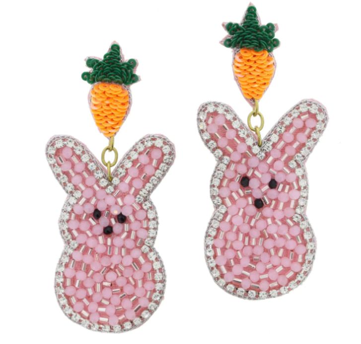 Carrot & Bunny Beaded Earrings