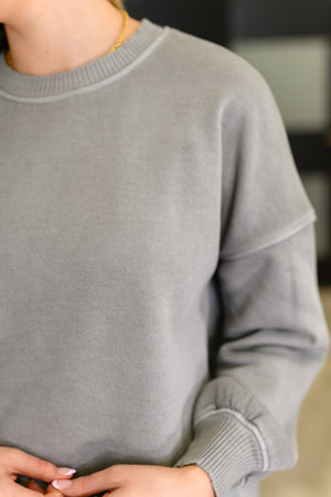 Talk Cozy to Me Stepped Hem Pullover in  Sleet