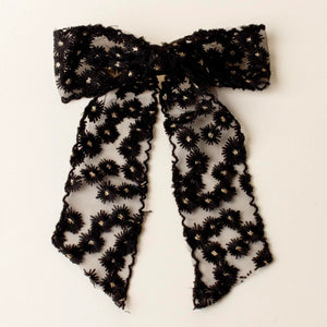 Black Ditzy Daisies Hair Bow