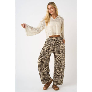 Zena Zebra Print Barrel Leg Bottoms