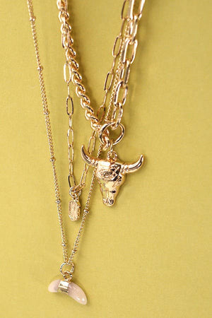 Bull Horn Multi Layered Neckalce