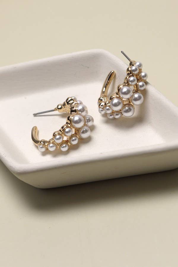 Double Pearl Stud Earrings