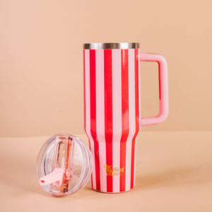 40 oz Lifestyle Flip Straw Tumbler-Peppermint Stripes