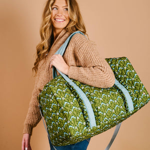 On-the-Go Quilted Weekender Bag-Everbloom Forest Green