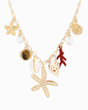Pearl Starfish Sea Life Charm Necklace