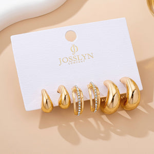 Chunky Rhinestone Trio Earrings