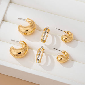 Chunky Rhinestone Trio Earrings