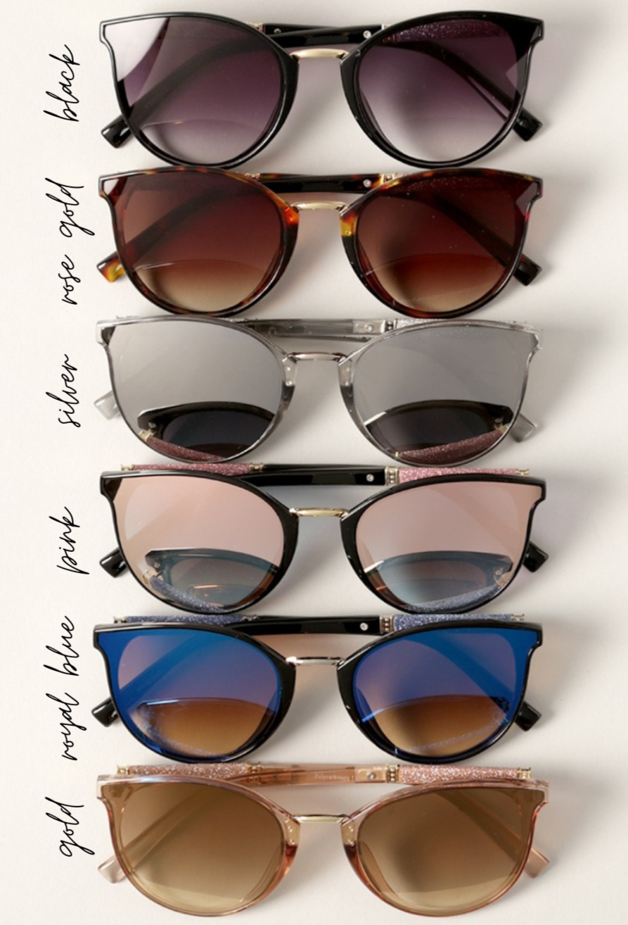 Kimberly Round Glitter Arm Sunglasses