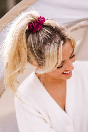 Silk Hair Scrunchie | Large | Burgundy Bliss