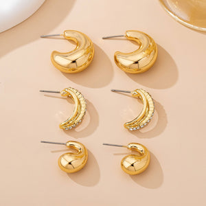 Chunky Rhinestone Trio Earrings