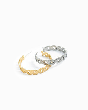 Western Patterned Hoop Earrings - Gold