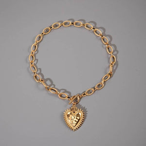 Spiked Heart Chunky Chain Toggle Necklace