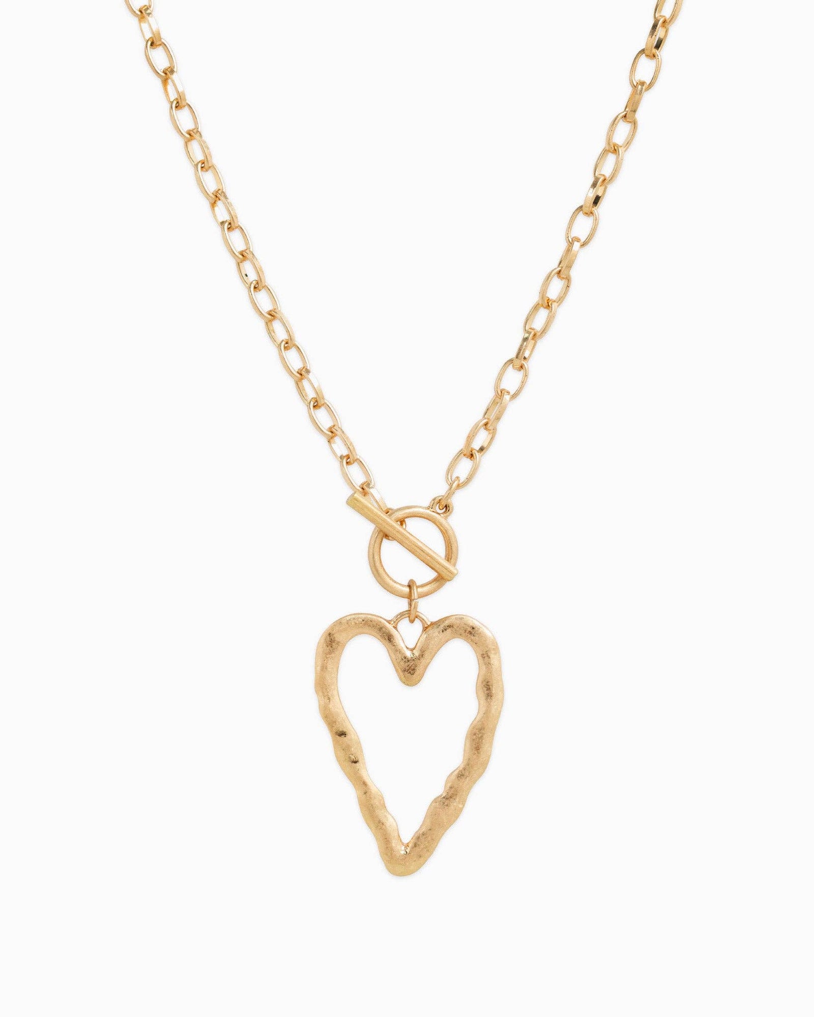 Large Hammered Heart Toggle Necklace