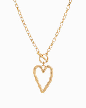 Large Hammered Heart Toggle Necklace