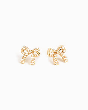 Pearl Studded Bow Earrings