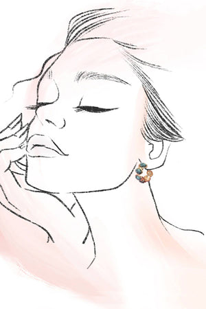 Natural Stone Turquoise Hoop Earrings