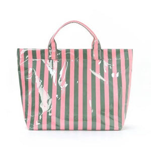 Take a Trip Striped Vinyl Tote Bag - 4 Colors