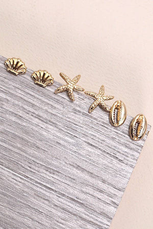 Trio Stud Seashell Earrings