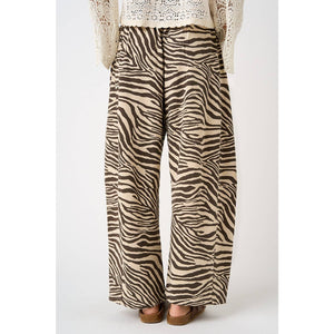 Zena Zebra Print Barrel Leg Bottoms