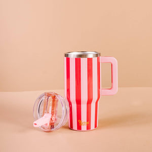 20 oz Lifestyle Flip Straw Tumbler-Peppermint Stripes