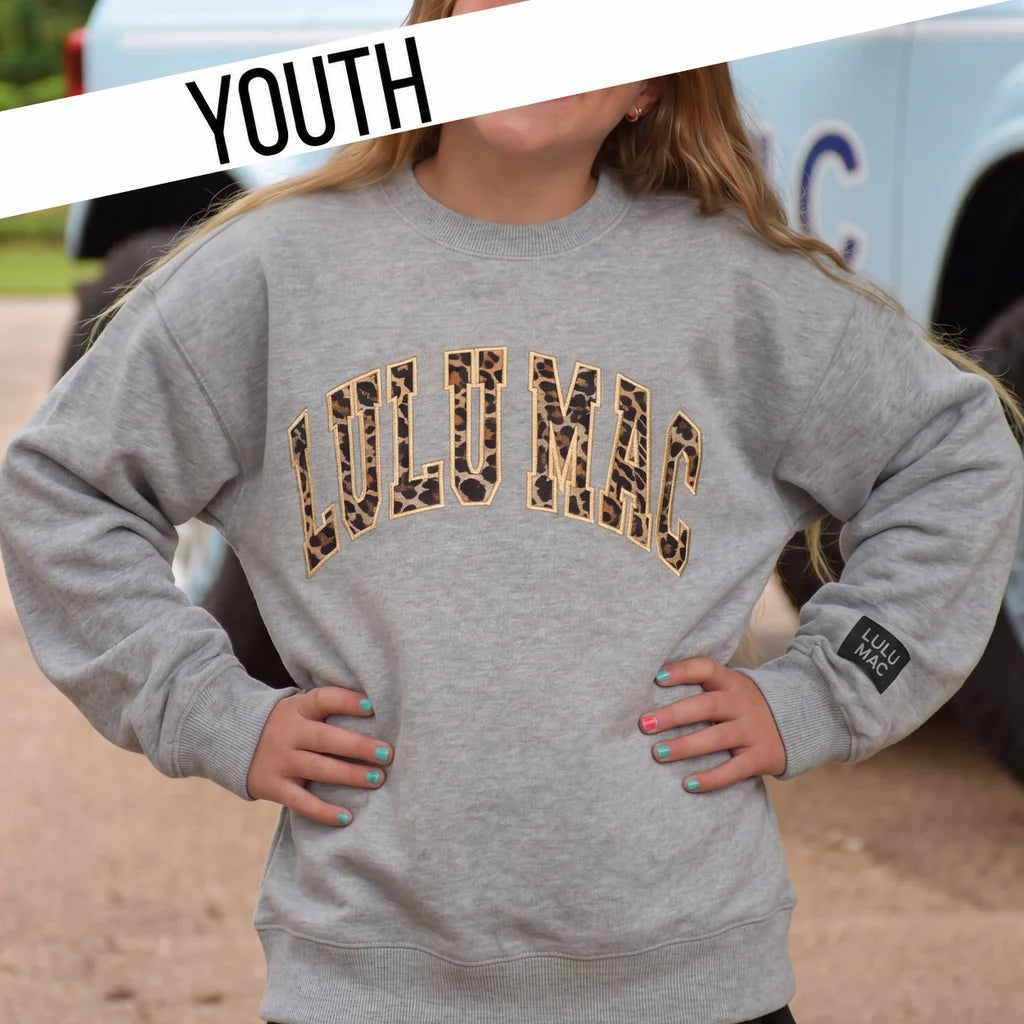 Youth LuluMac Pullover - Gray Leopard