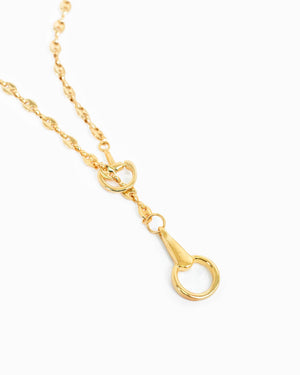 Horsebit Y-Drop Mariner Chain Necklace - Gold