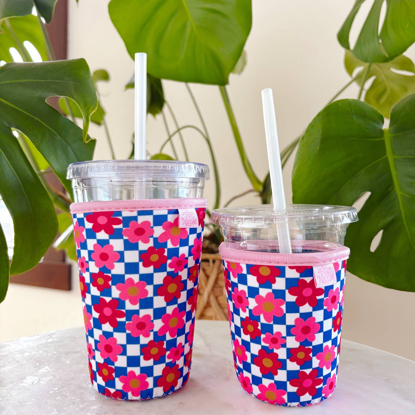 Iced Coffee Cup Cover - Retro Bold Checker