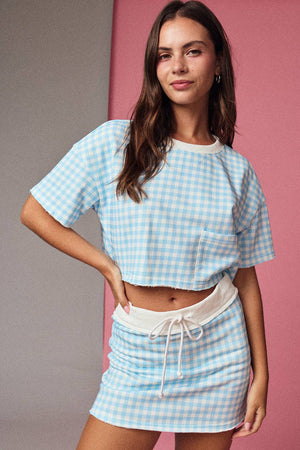 Jeni Gingham Mini Skort - Blue