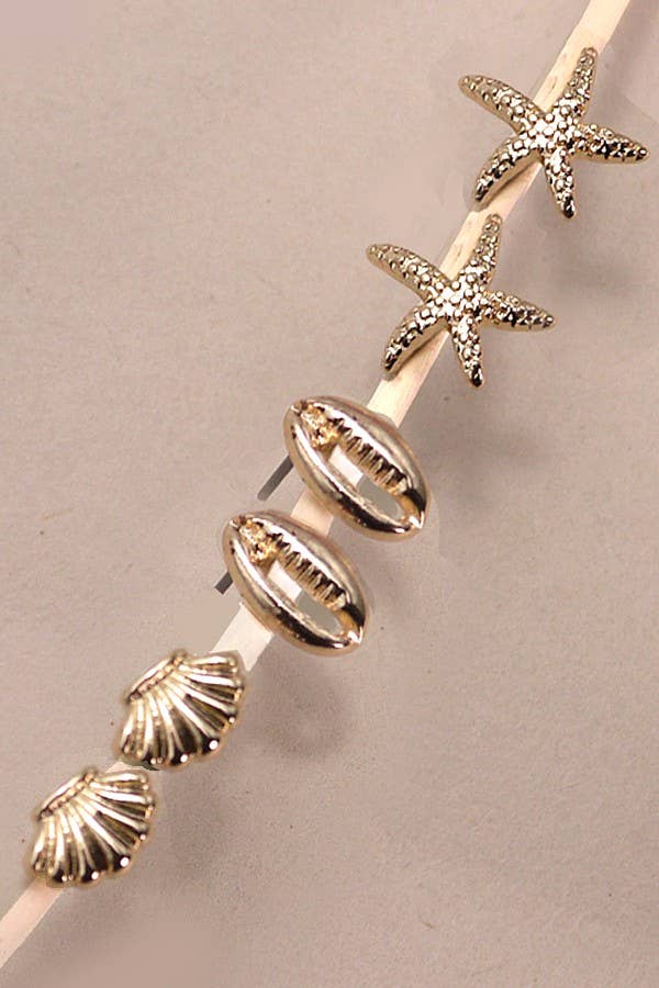 Trio Stud Seashell Earrings