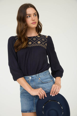 Jessie Floral Embroidered Detail Top