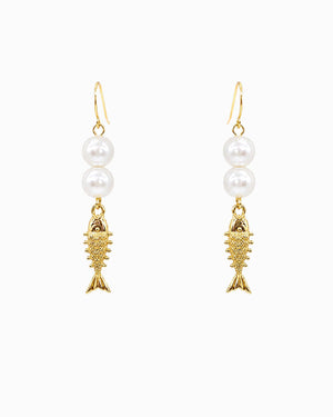 Coastal Pearl Fish Drop Earrings