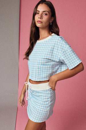 Jeni Gingham Mini Skort - Blue